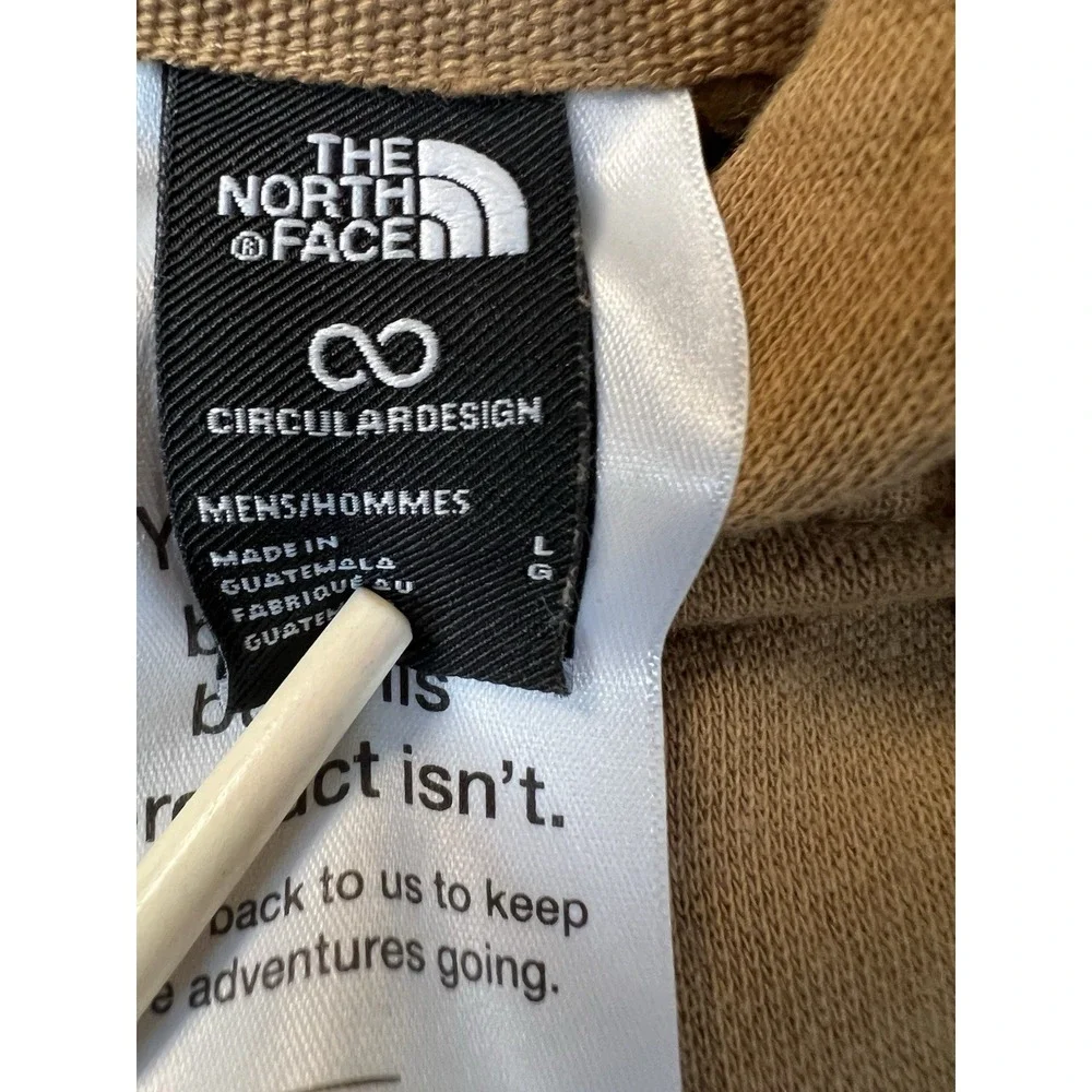 The North Face Men's L Brown Circular Design Pullover Fleece Hoodie Logo Pockets